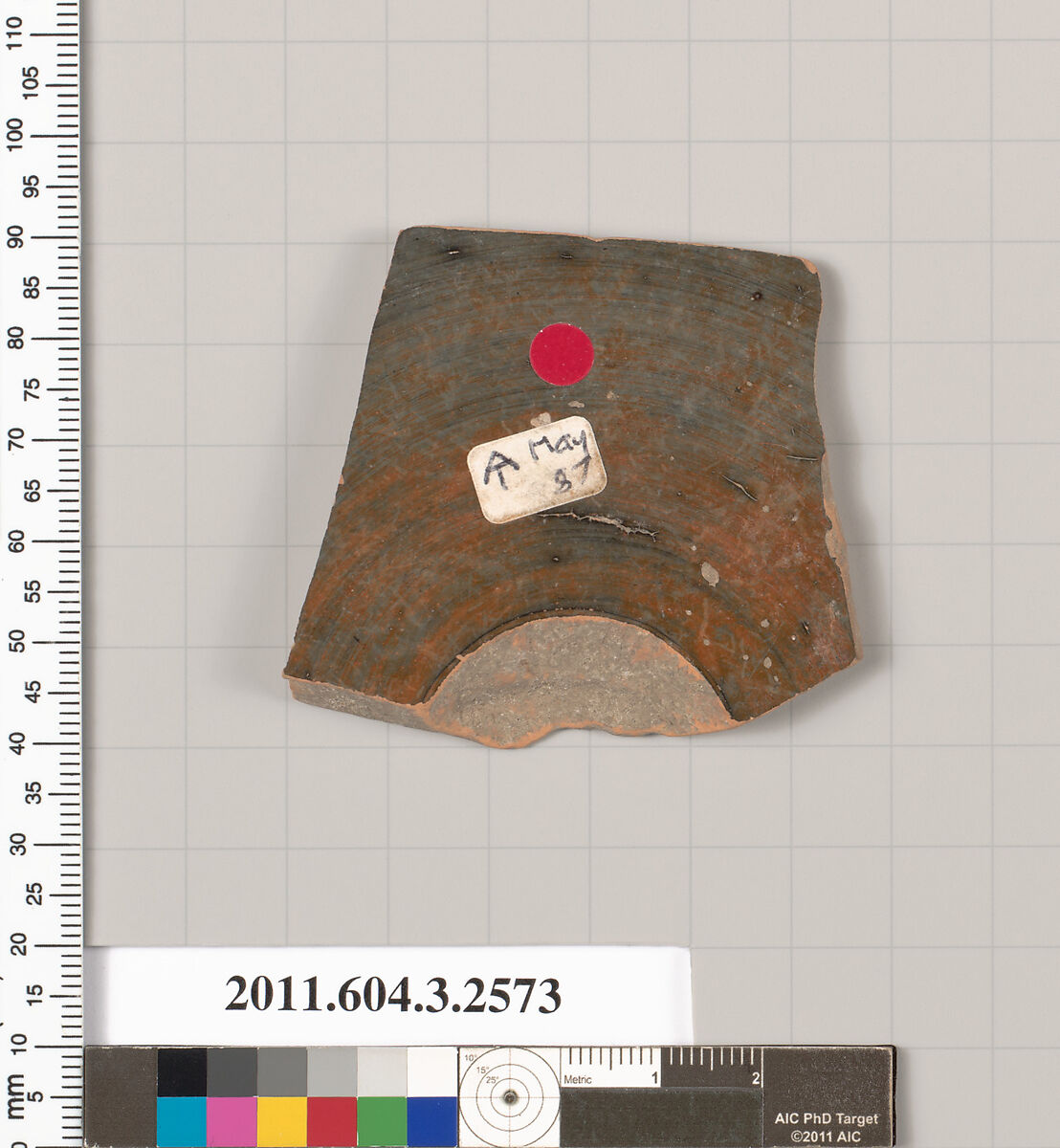 Terracotta fragment of a Little Master cup (drinking cup), Terracotta, Greek, Attic