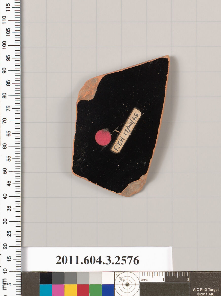 Terracotta fragment of a Little Master cup (drinking cup), Terracotta, Greek, Attic