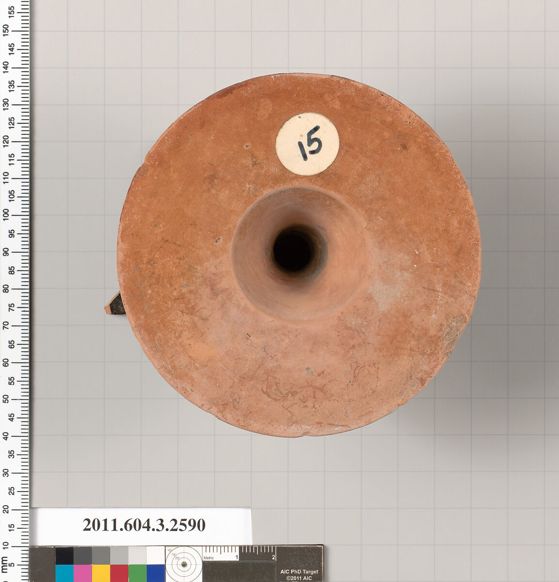 Terracotta fragment of a kylix (drinking cup), Terracotta, Greek, Attic