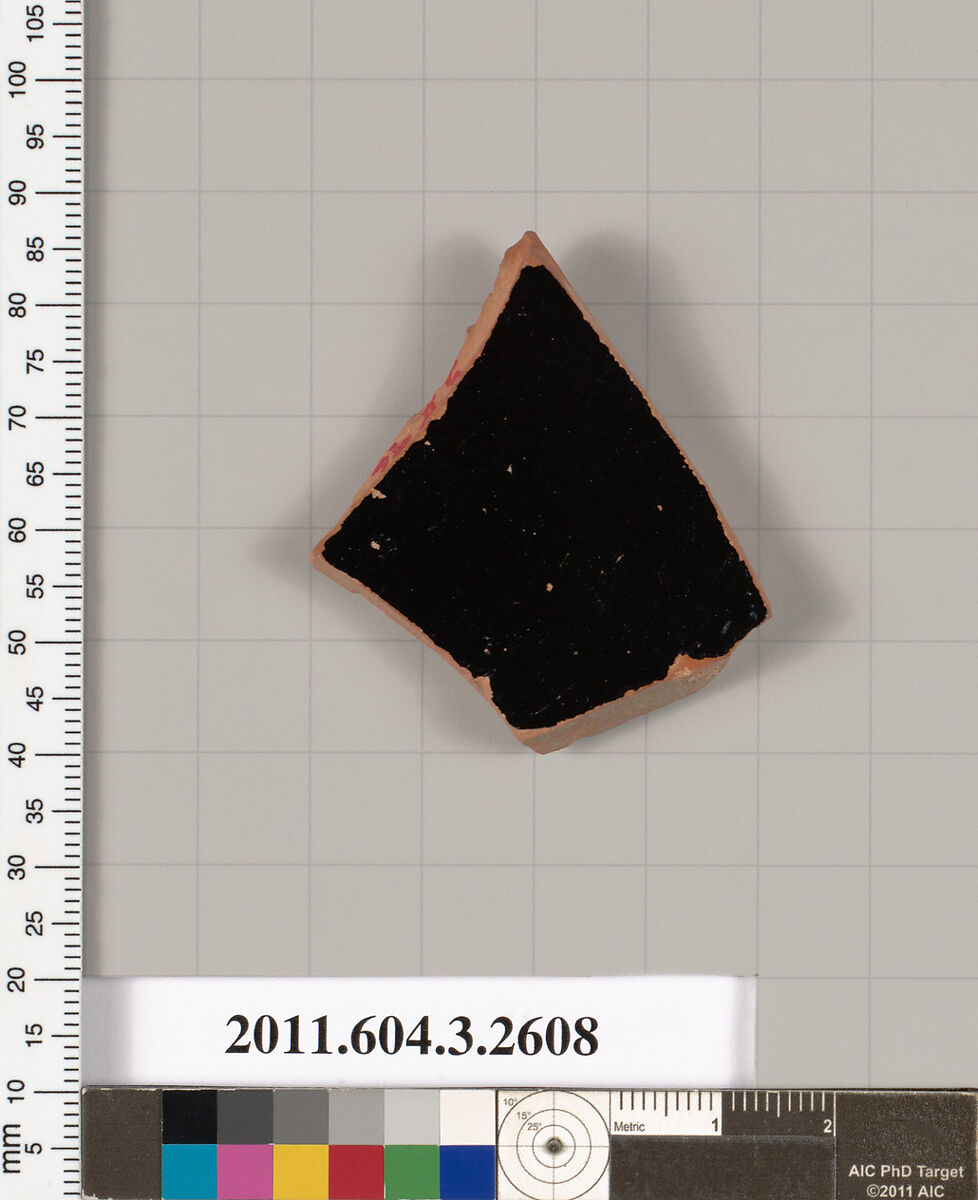 Terracotta fragment of a kylix (drinking cup), Terracotta, Greek, Attic