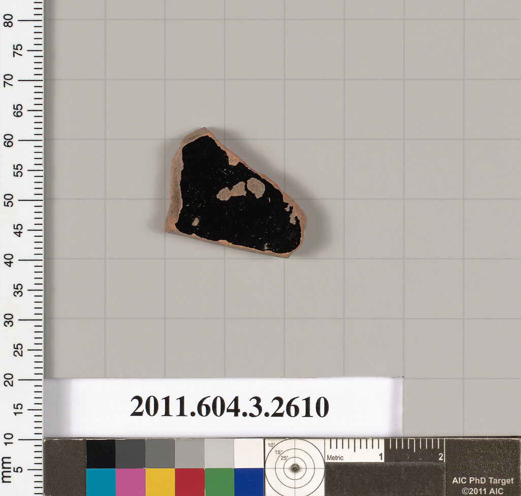 Terracotta fragment of a kylix (drinking cup), Terracotta, Greek, Attic
