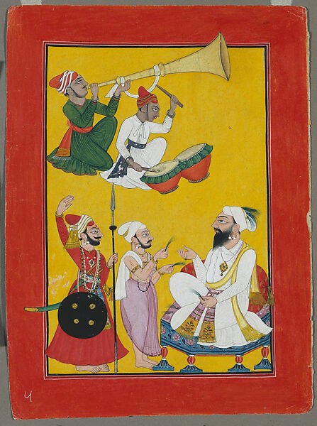 Celebrations of Krishna’s Birth: Folio from a Bhagavata Purana Series, Master at the Court of Mankot (active ca. 1680–1730)  , possibly Meju, Opaque watercolor and ink on paper, India (Mankot, Jammu) 