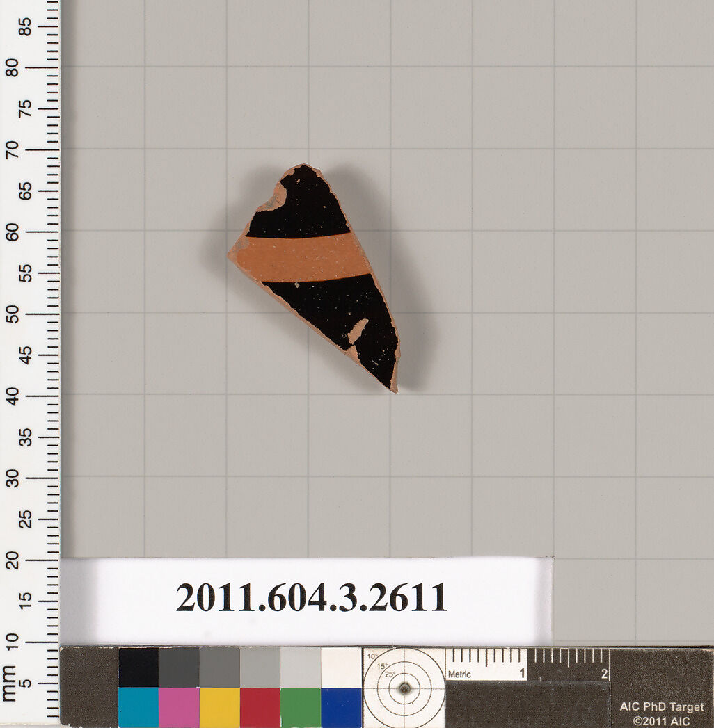 Terracotta fragment of a Little Master cup (drinking cup) ?, Terracotta, Greek, Attic