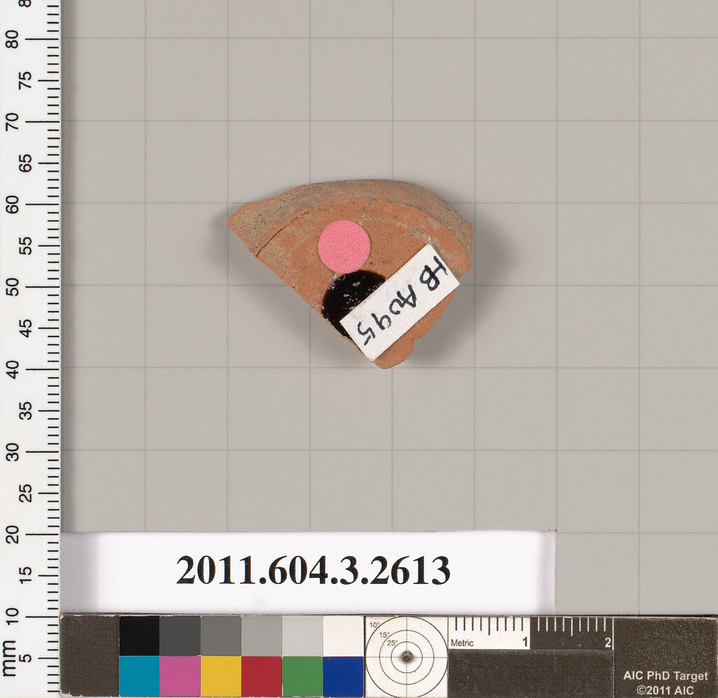Terracotta fragment of a kylix (drinking cup), Terracotta, Greek, Attic