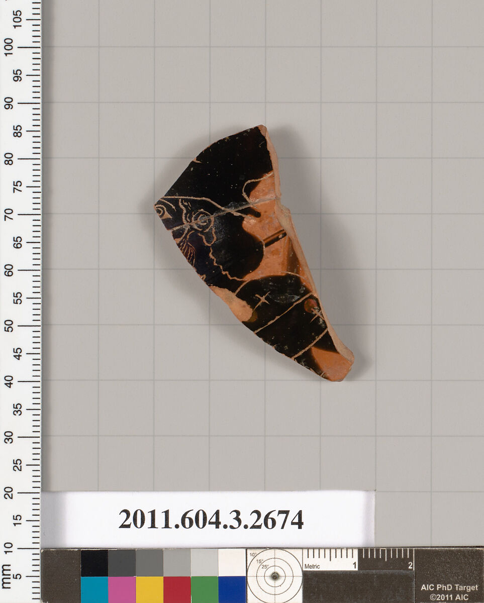 Terracotta fragment of an oinochoe (jug), Terracotta, Greek, Attic