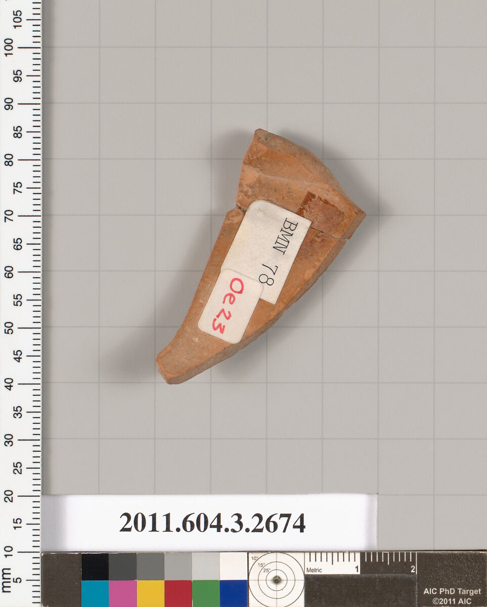 Terracotta fragment of an oinochoe (jug), Terracotta, Greek, Attic