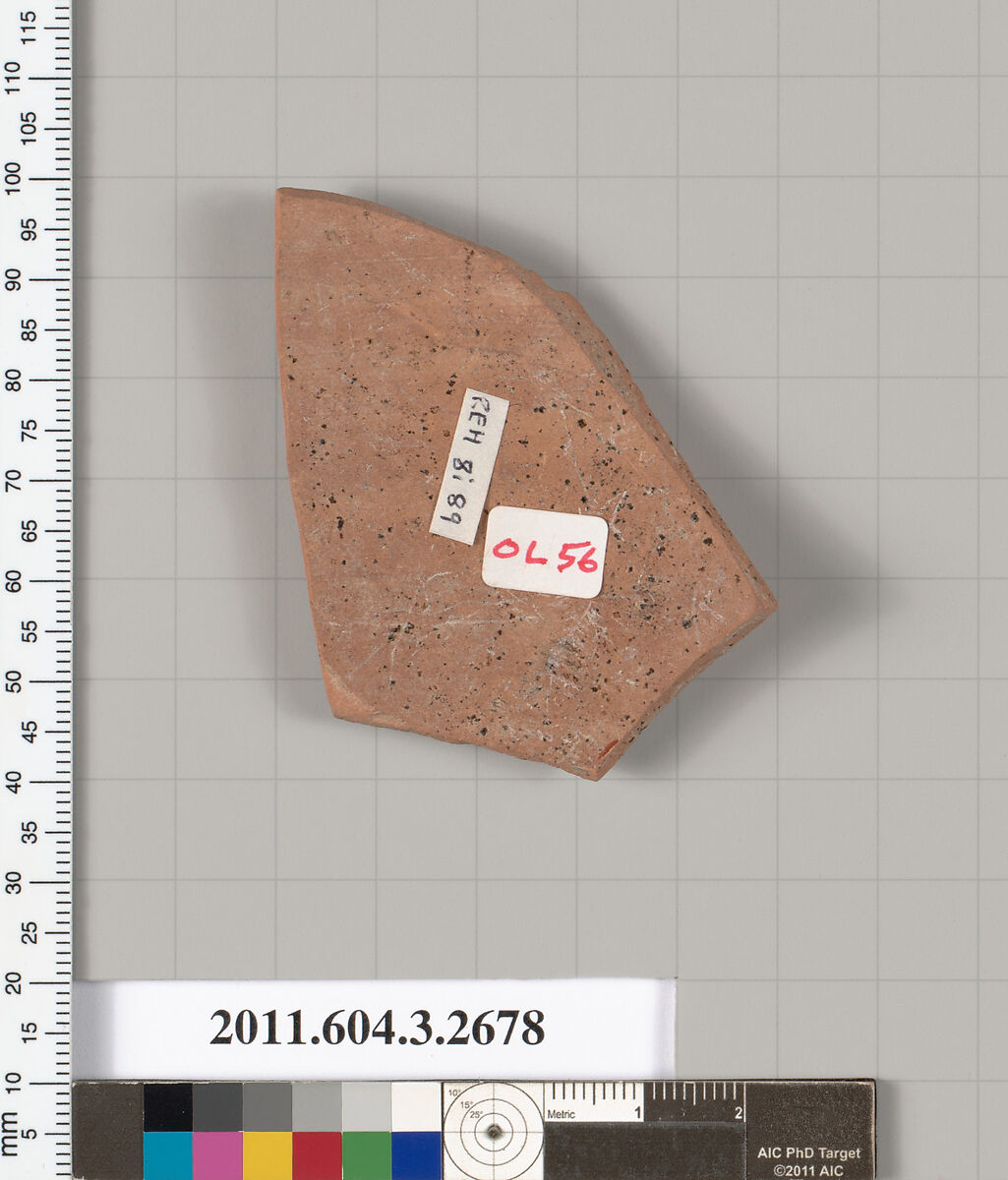 Terracotta fragment of an olpe (jug), Terracotta, Greek, Attic