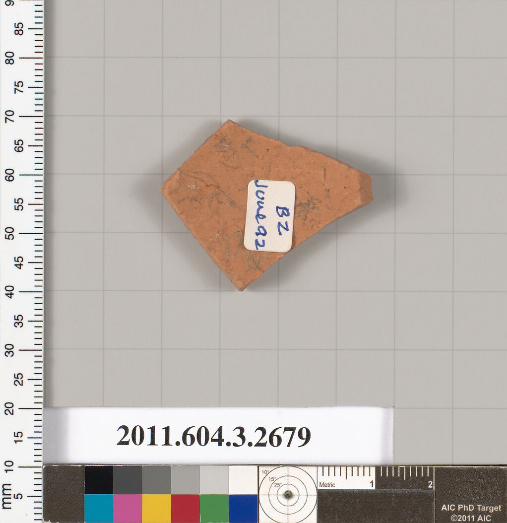 Terracotta fragment of an oinochoe (jug) or olpe (jug), Terracotta, Greek, Attic