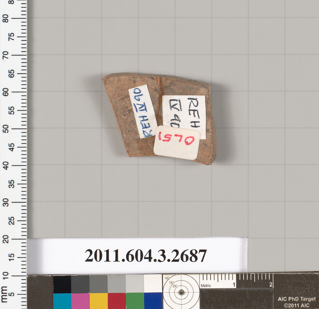 Terracotta fragment of an olpe (jug), Terracotta, Greek, Attic