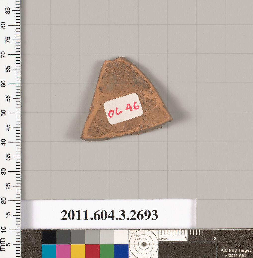 Terracotta fragment of an olpe (jug), Terracotta, Greek, Attic