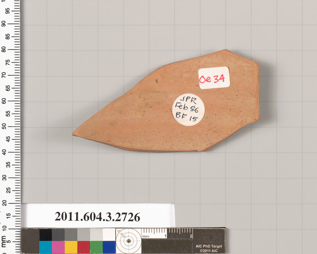 Terracotta fragment of an oinochoe (jug), Terracotta, Greek, Attic