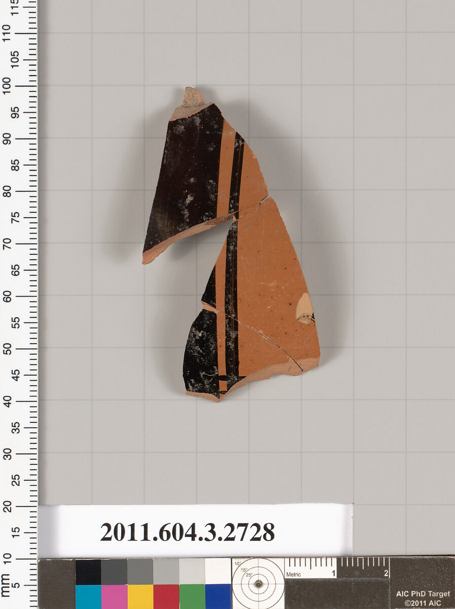 Terracotta fragment of an oinochoe (jug), Terracotta, Greek, Attic 