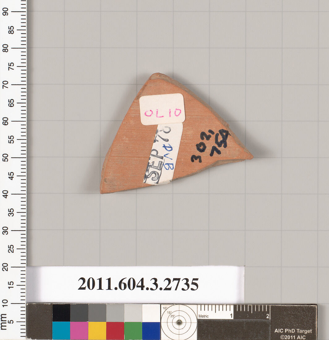 Terracotta fragment of an olpe (jug), Terracotta, Greek, Attic