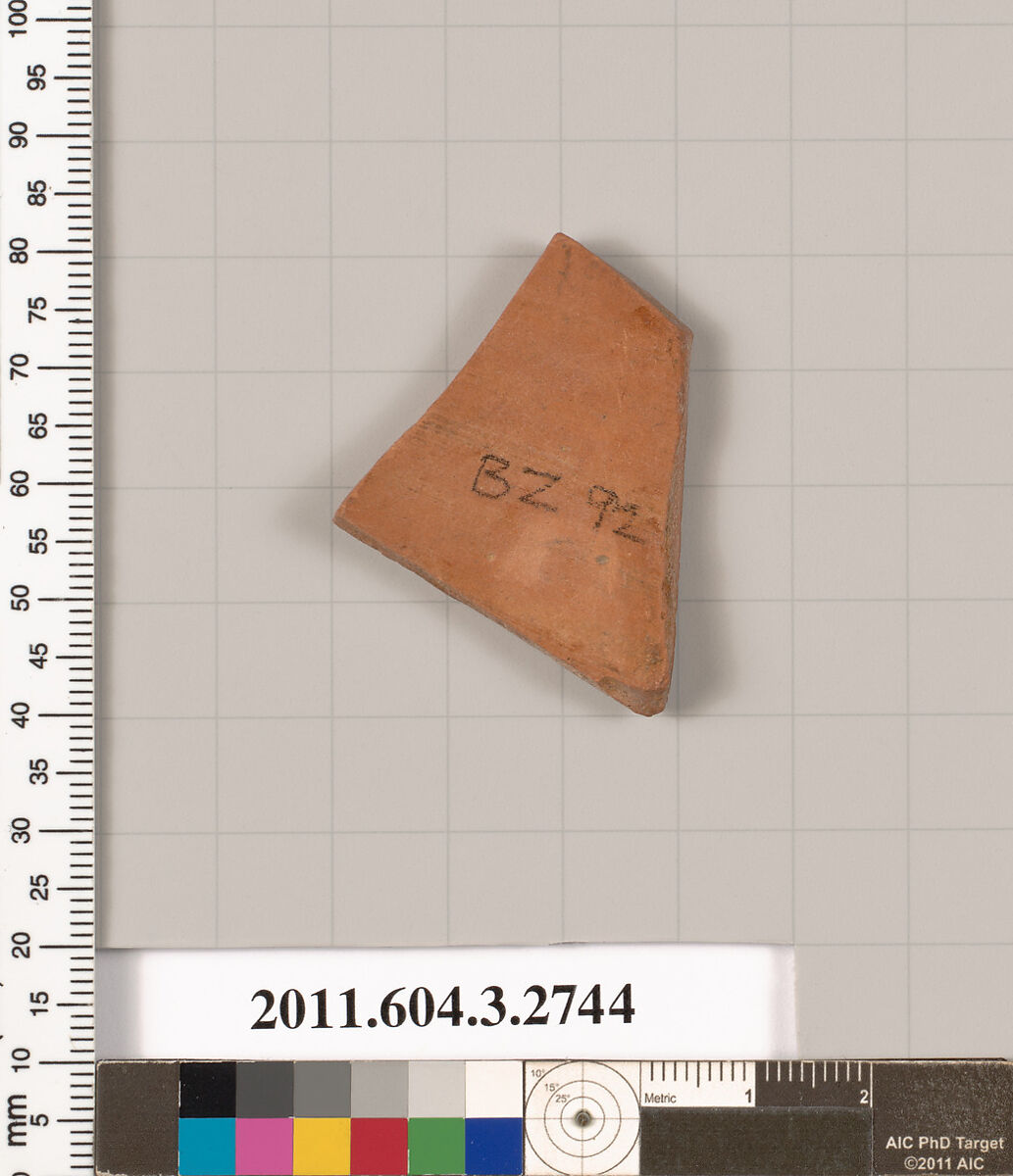 Terracotta fragment of an oinochoe (jug) or olpe (jug), Terracotta, Greek, Attic