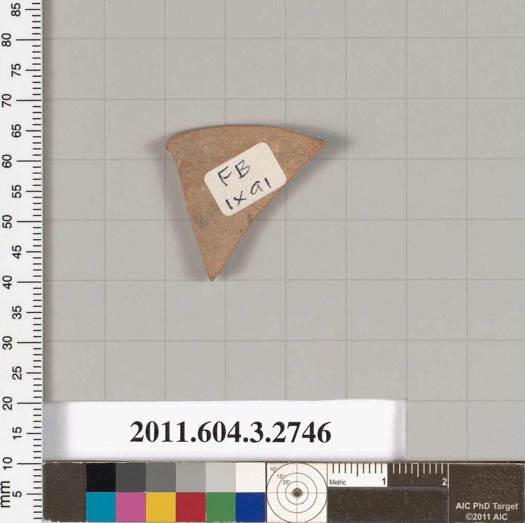 Terracotta fragment of an oinochoe (jug) or olpe (jug), Terracotta, Greek, Attic
