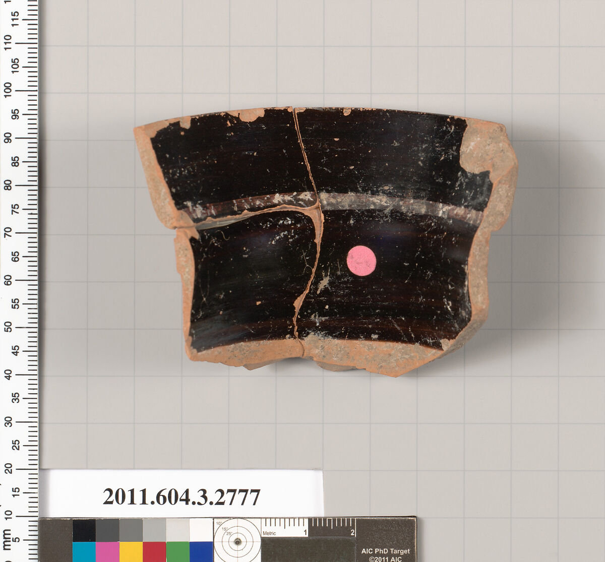 Terracotta fragment of an olpe (jug), Terracotta, Greek, Attic