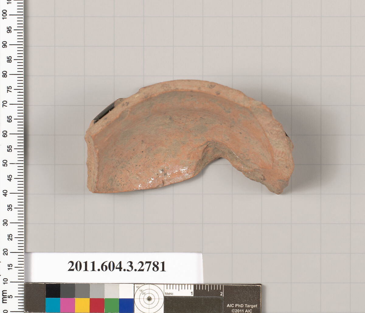 Terracotta fragment of an olpe (jug), Terracotta, Greek, Attic 