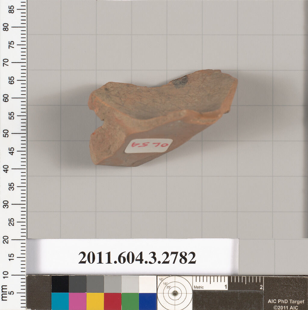 Terracotta fragment of an olpe (jug), Terracotta, Greek, Attic