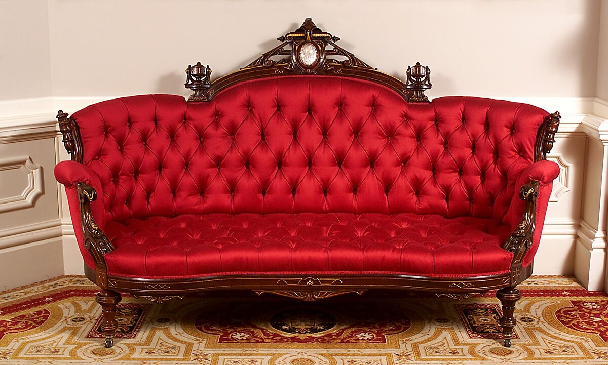 Sofa, Attributed to John Jelliff (1813–1893), Rosewood, ash, pine, mother-of-pearl, American 