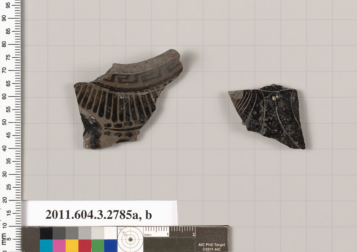Terracotta fragments of an oinochoe (jug), Terracotta, Greek, Attic 
