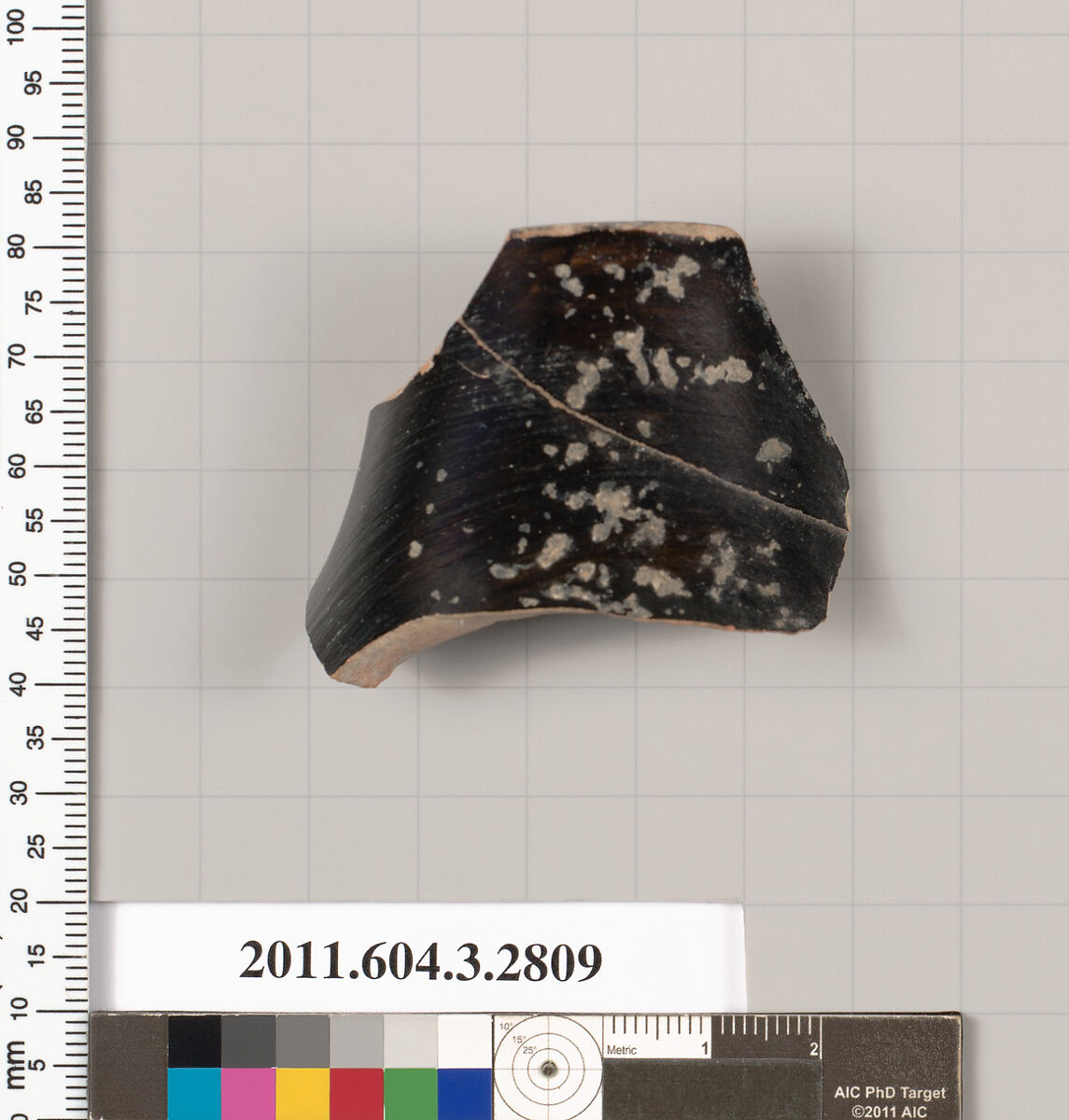 Terracotta fragment of a beaked oinochoe (jug), Terracotta, Greek, Attic 