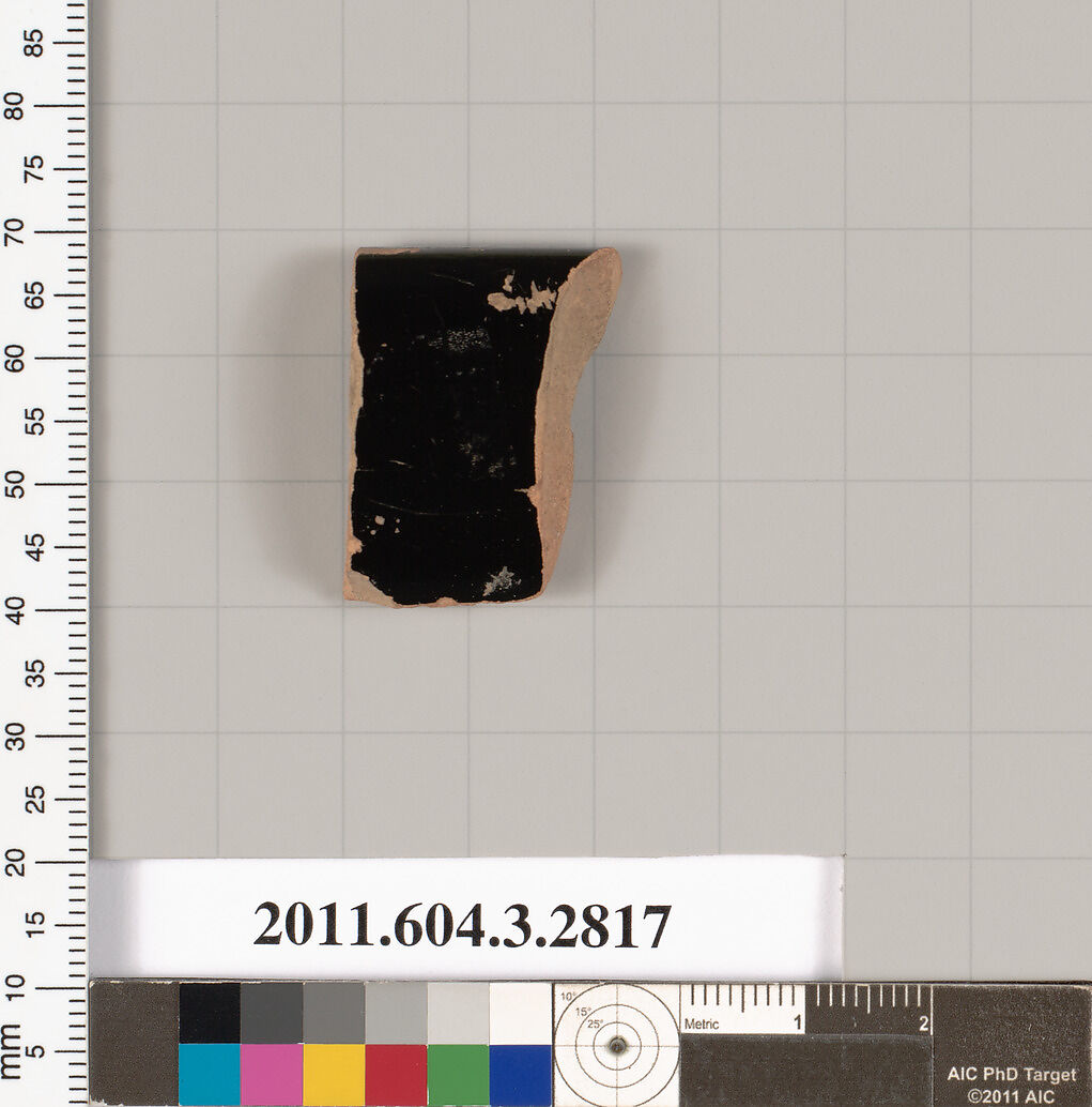 Terracotta rim fragment of a stemless kylix (drinking cup)?, Terracotta, Greek, Attic