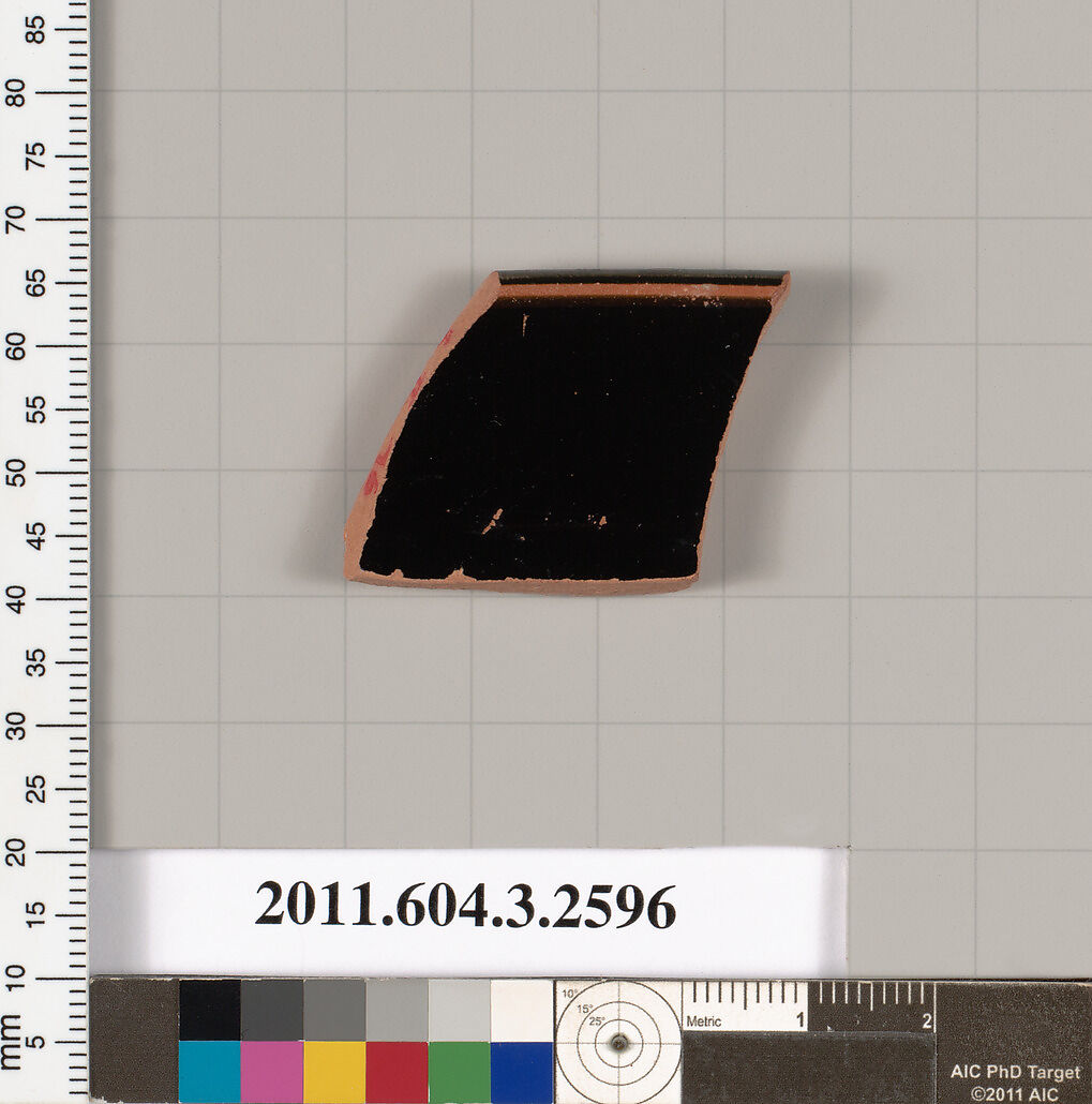 Terracotta rim fragment of a kylix (drinking cup), Terracotta, Greek, Attic