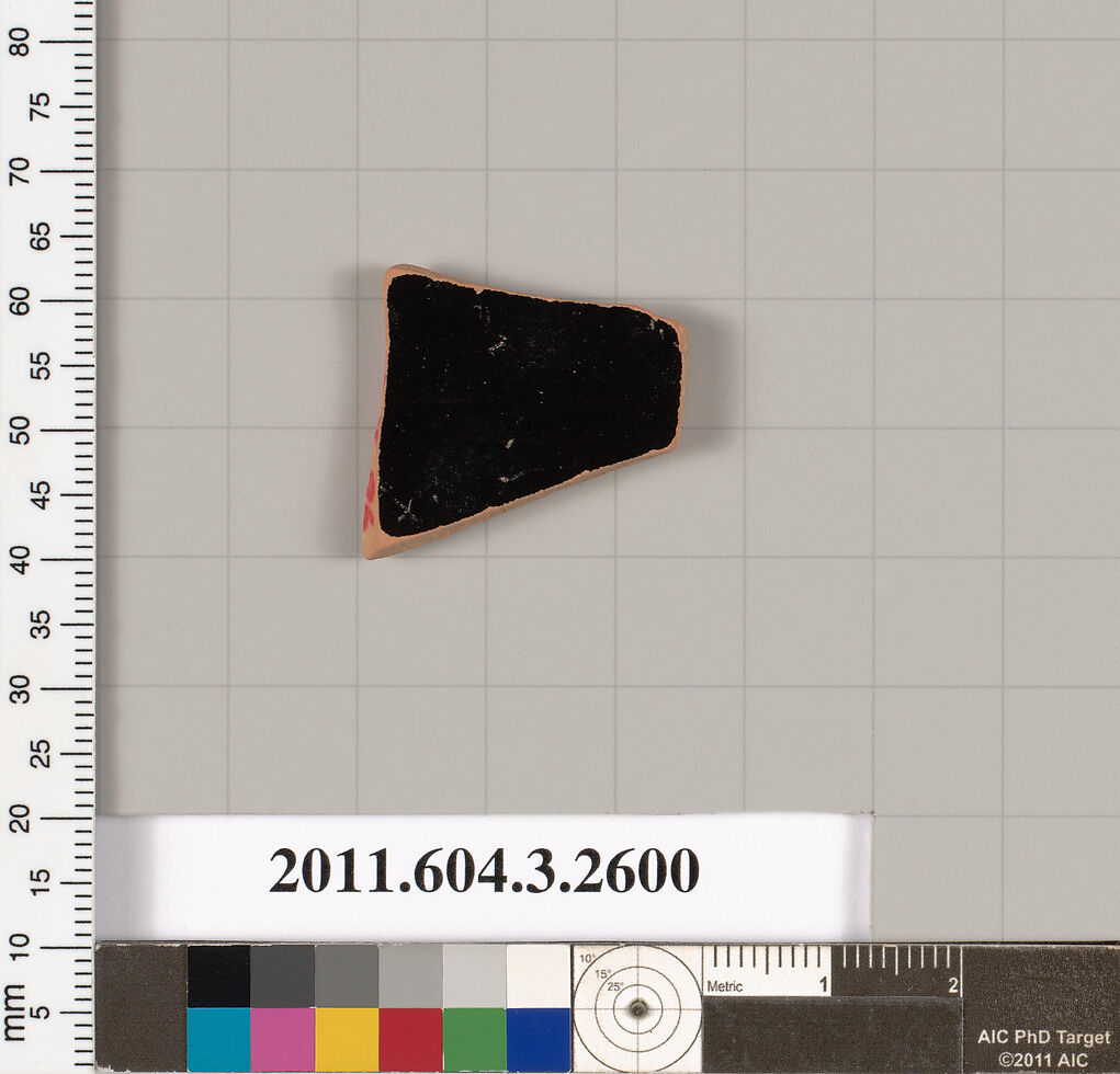 Terracotta fragment of a kylix (drinking cup), Terracotta, Greek, Attic
