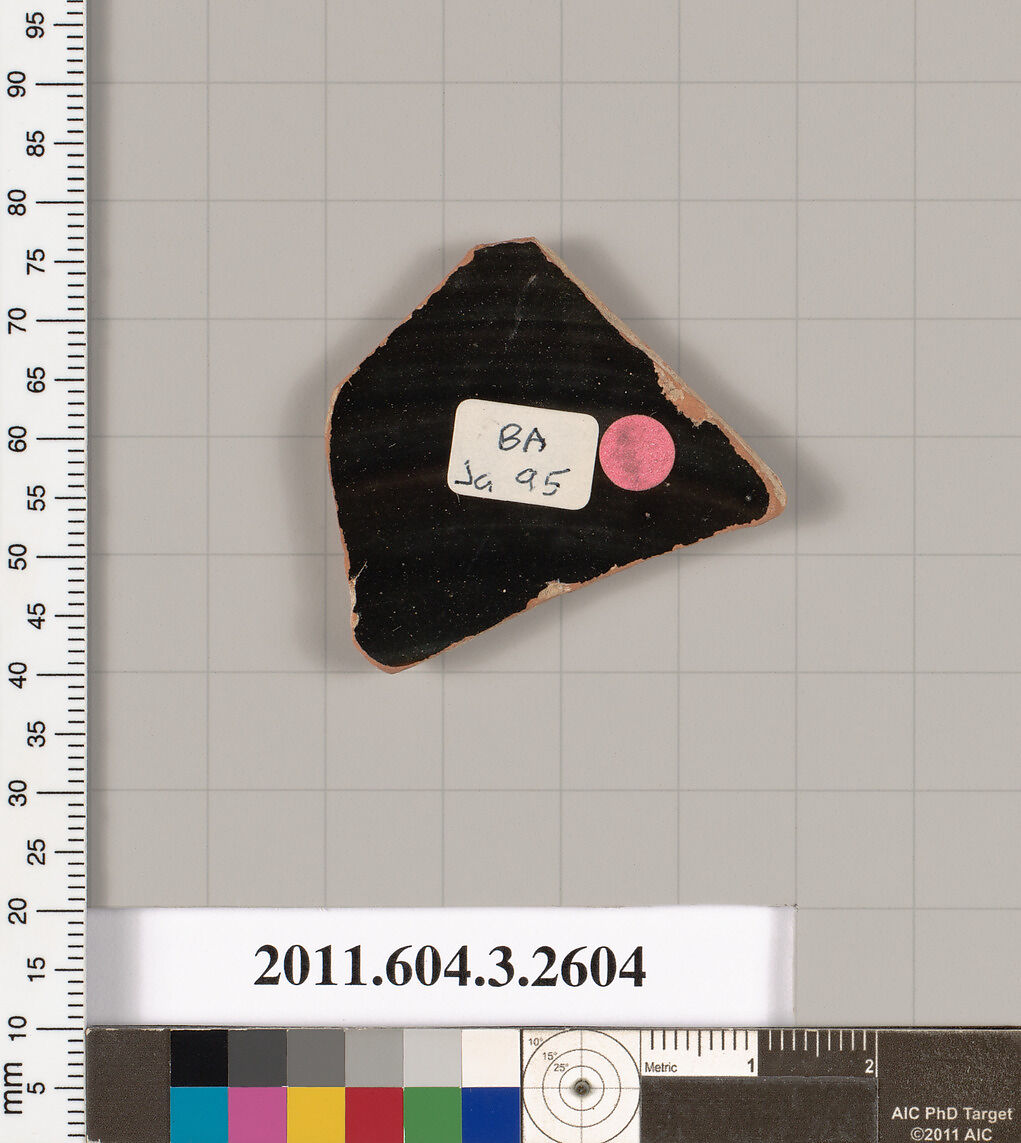 Terracotta fragment of a kylix (drinking cup), Terracotta, Greek, Attic
