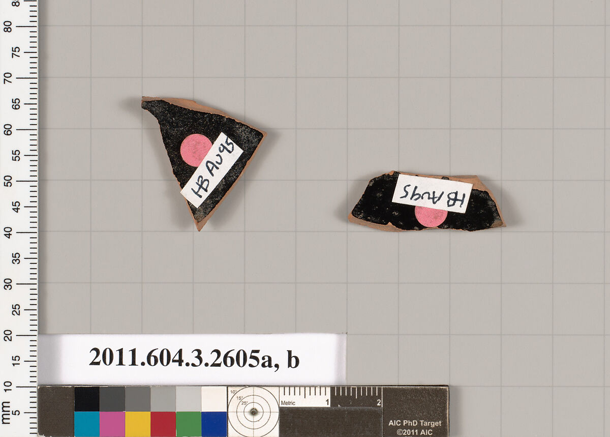 Terracotta fragments of a kylix (drinking cup), Terracotta, Greek, Attic