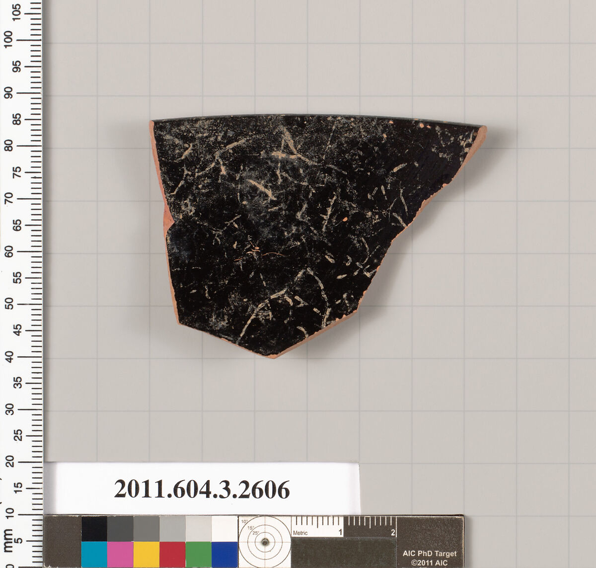 Terracotta rim fragment of a kylix: eye-cup (drinking cup), Terracotta, Greek, Attic