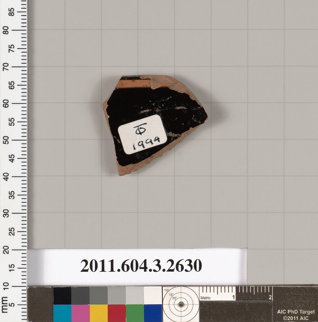 Terracotta rim fragment of a kylix (drinking cup), Terracotta, Greek, Attic