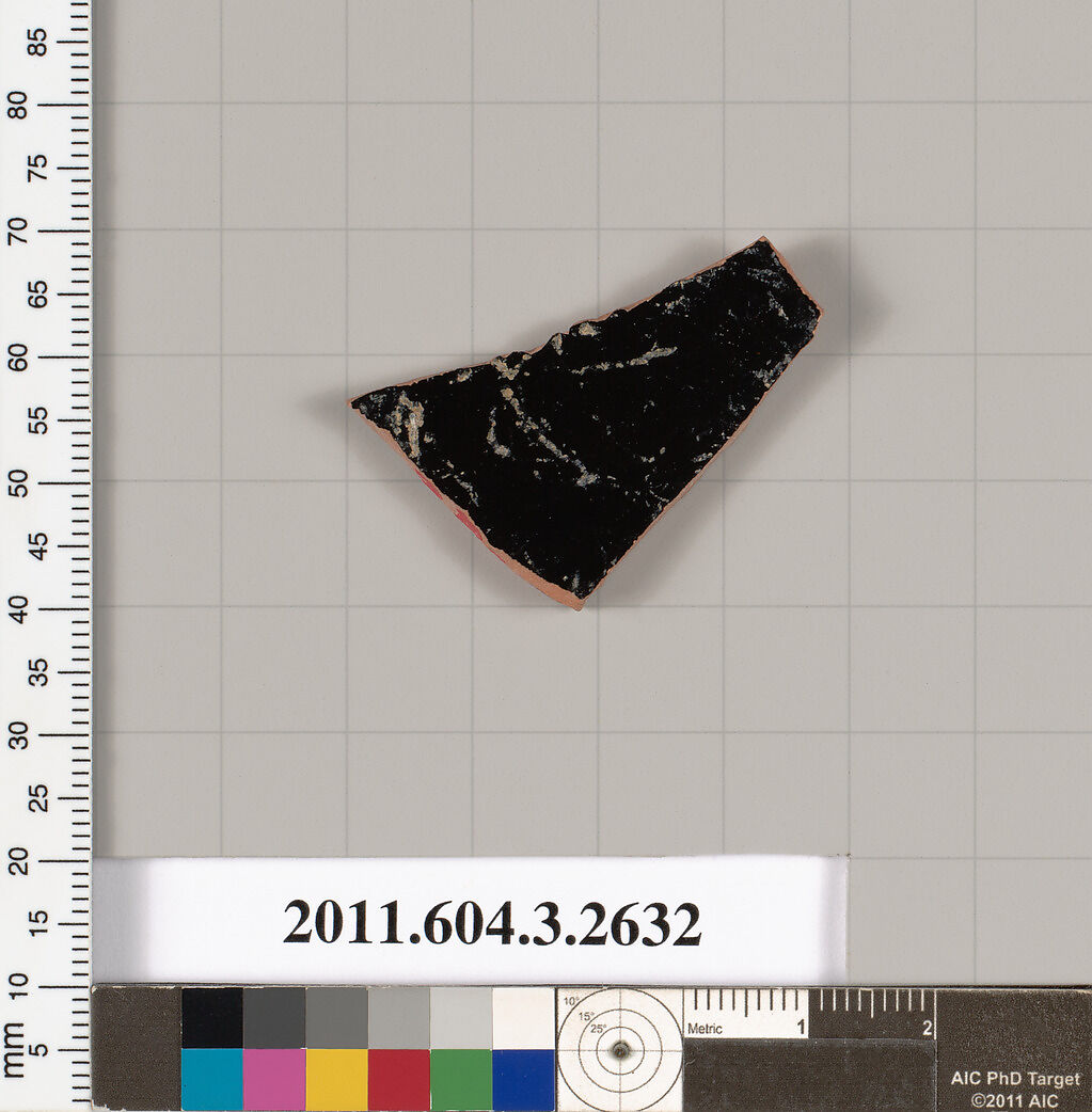 Terracotta fragment of a kylix (drinking cup), Terracotta, Greek, Attic