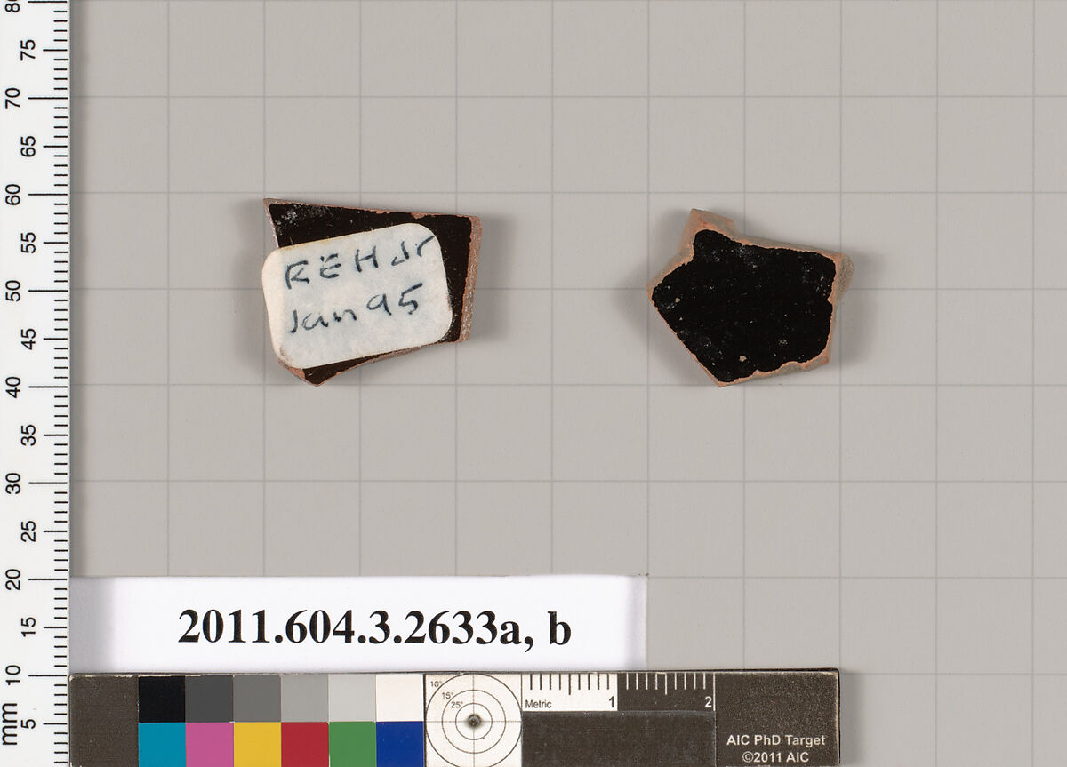 Terracotta fragments of kylikes (drinking cups), Terracotta, Greek, Attic