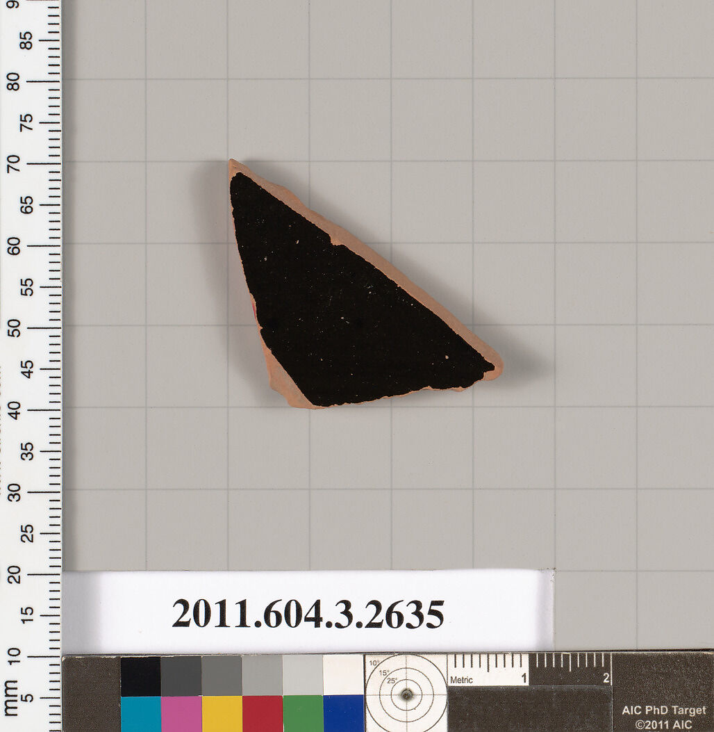 Terracotta fragment of a kylix (drinking cup), Terracotta, Greek, Attic