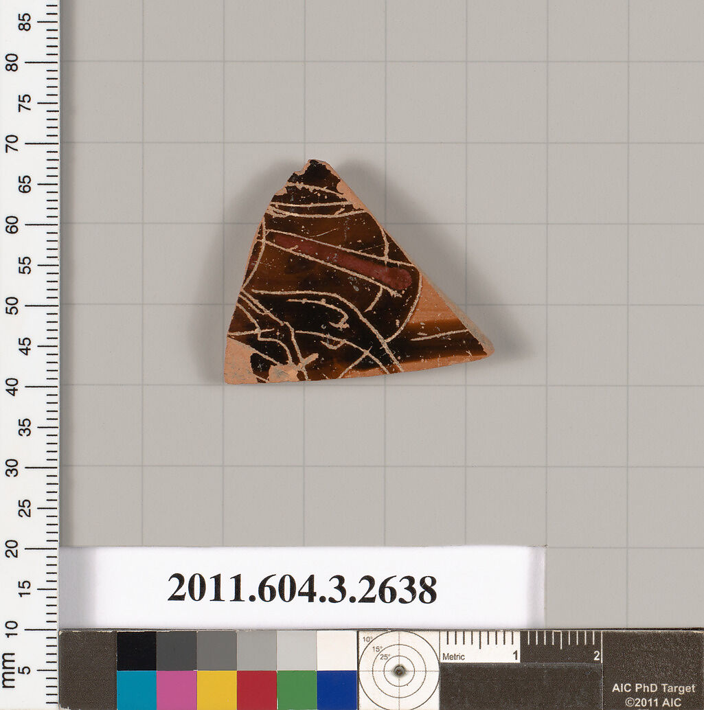 Terracotta fragment of a neck-amphora, Terracotta, Greek, Attic 