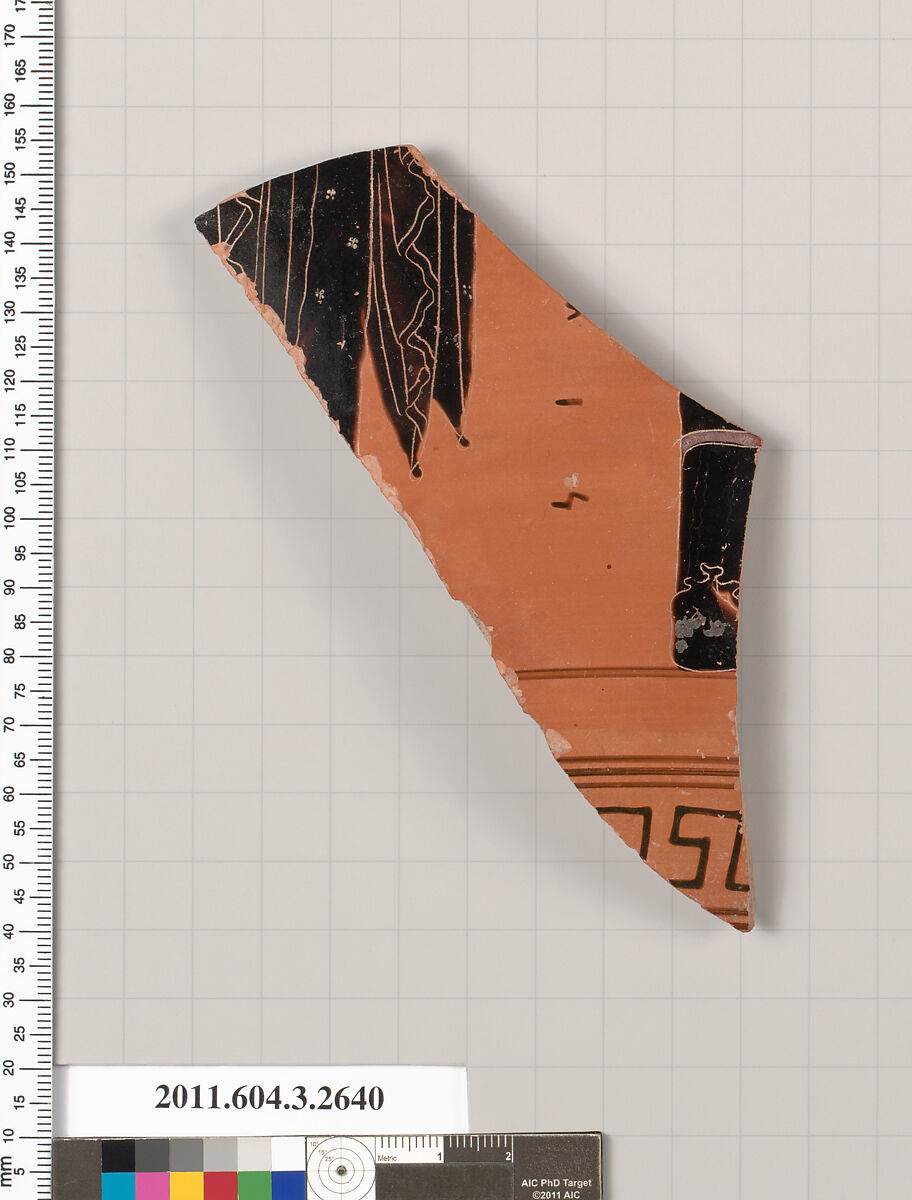 Terracotta fragment of a neck-amphora, Terracotta, Greek, Attic 