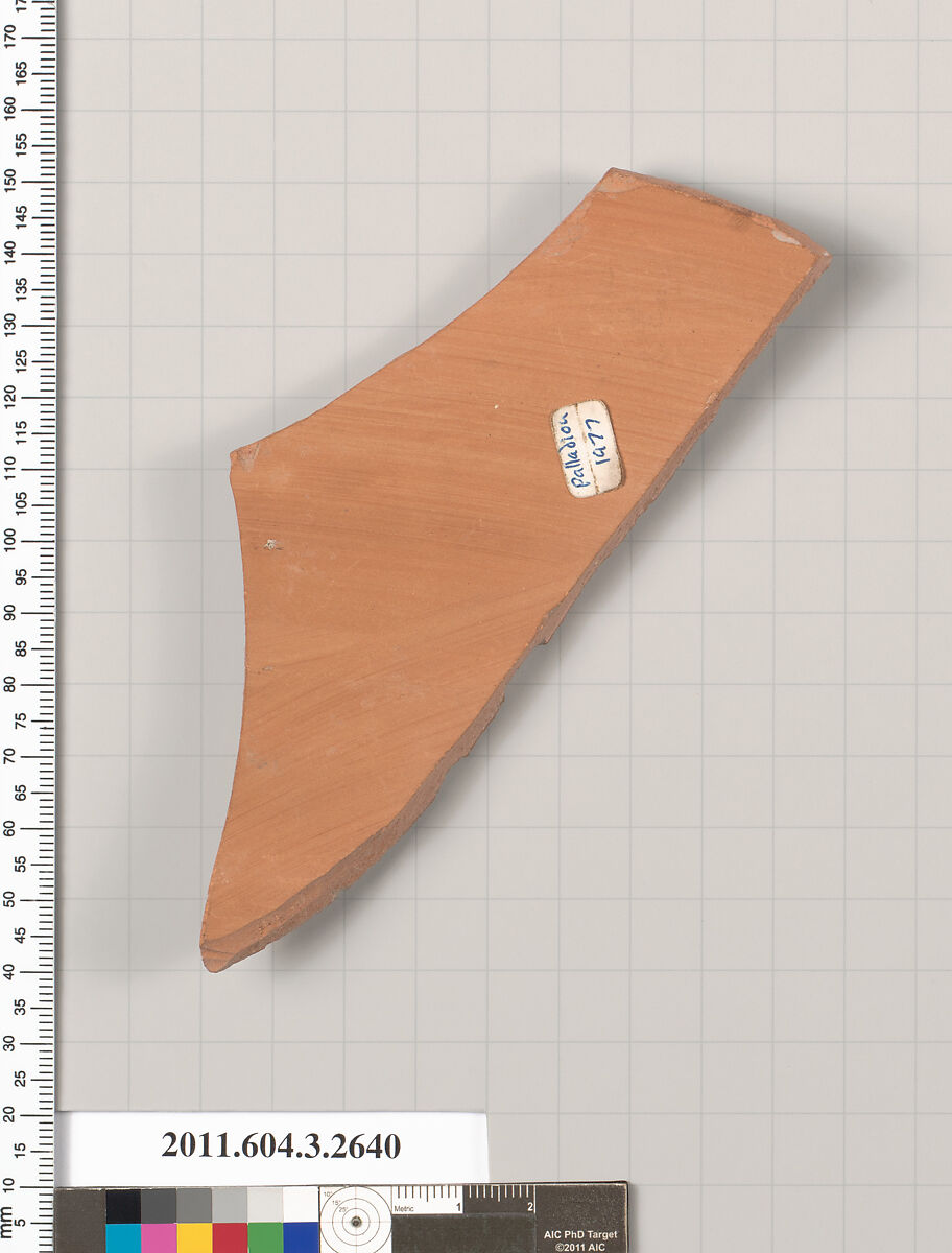 Terracotta fragment of a neck-amphora, Terracotta, Greek, Attic