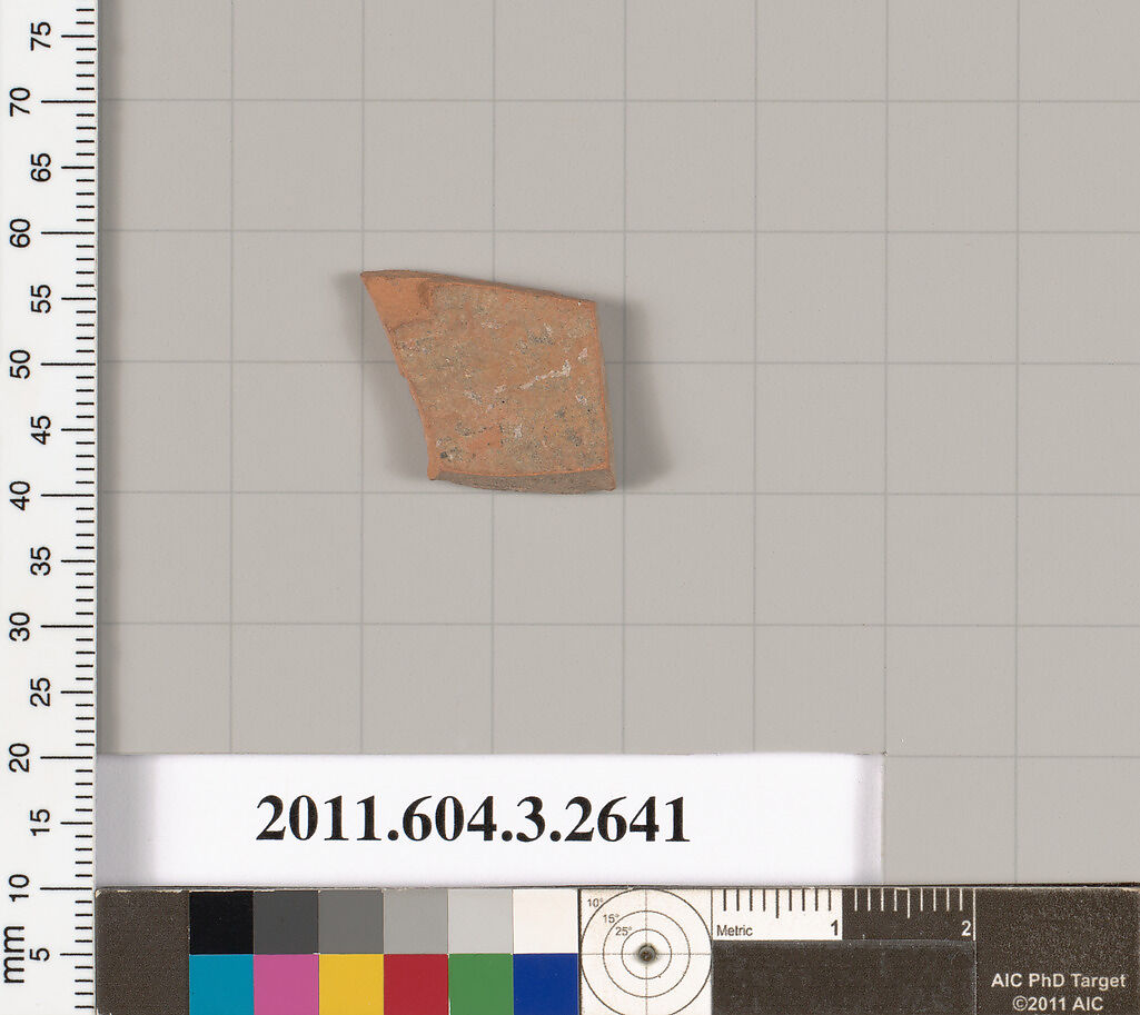 Terracotta fragment of a closed shape, Terracotta, Greek, Attic