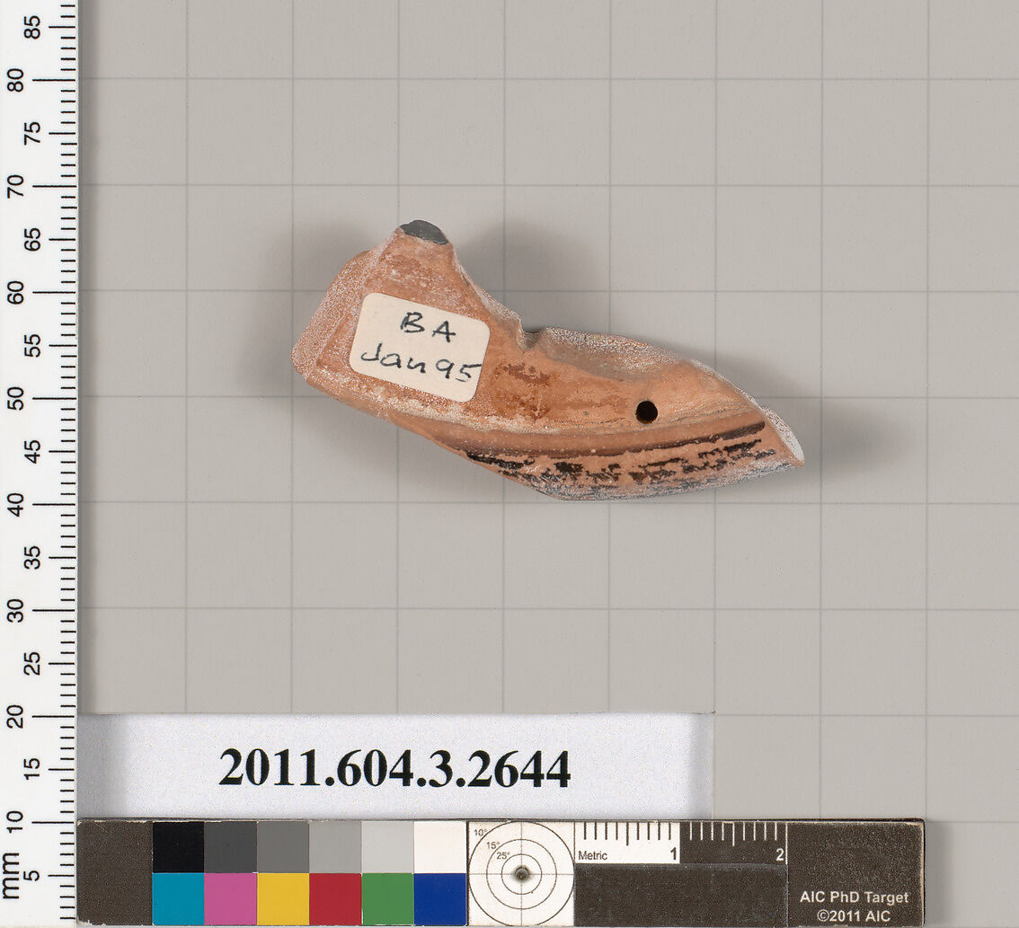 Terracotta fragment of an undetermined shape, Terracotta, Greek, Attic