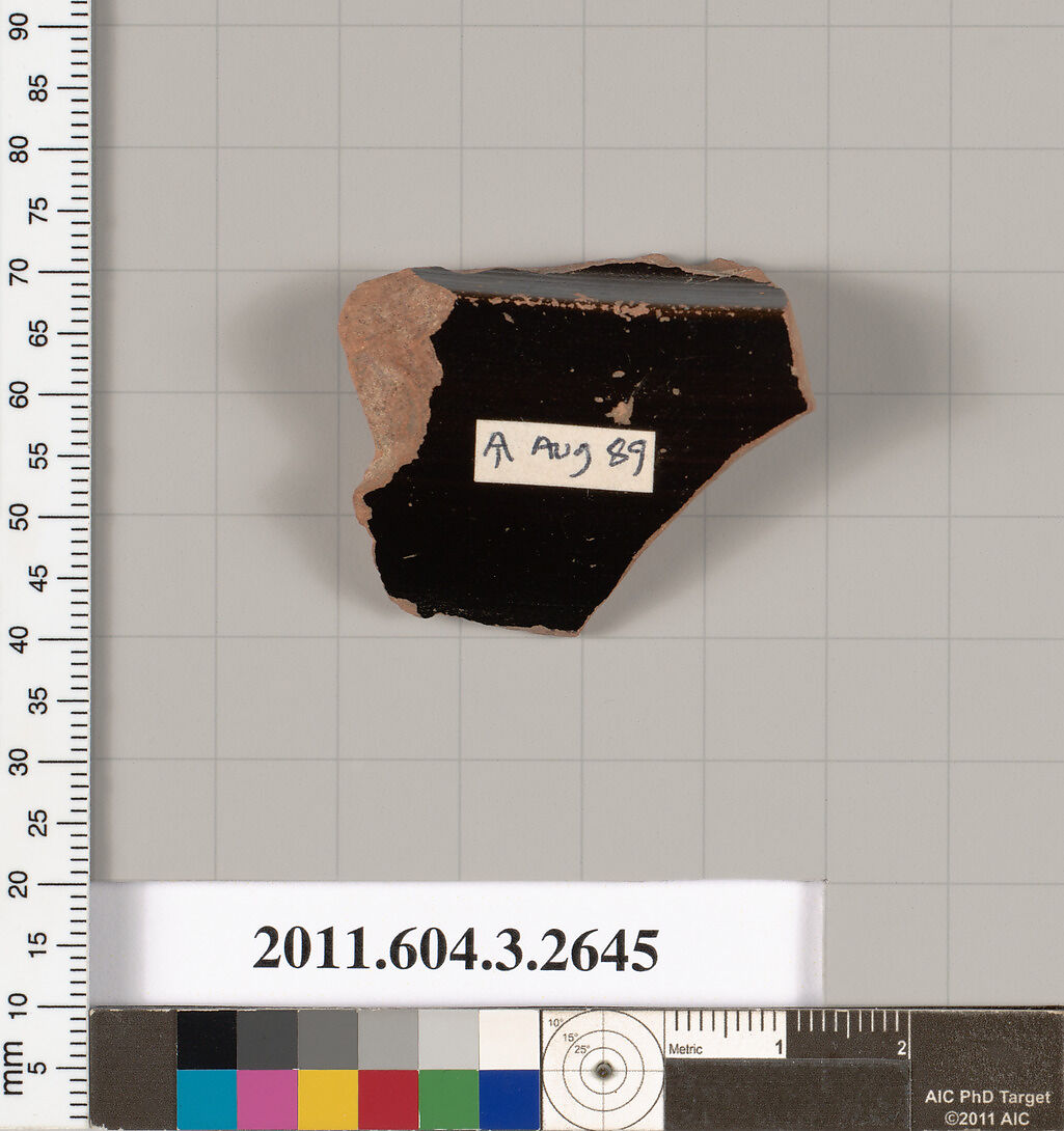Terracotta fragment of a column-krater (bowl for mixing wine and water)?, Terracotta, Greek, Attic