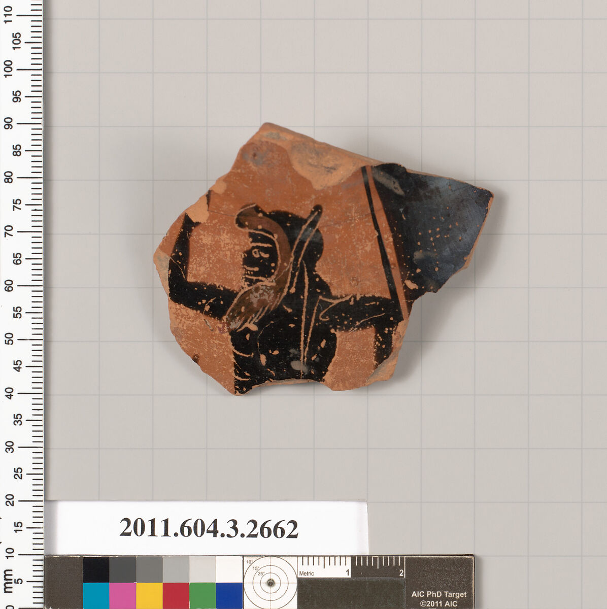 Terracotta fragment of an oinochoe (jug), Terracotta, Greek, Attic 