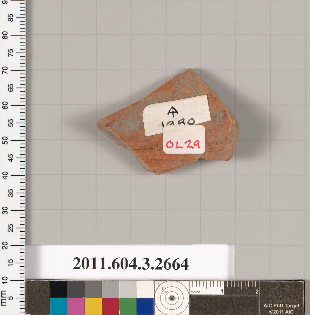 Terracotta fragment of an olpe (jug), Terracotta, Greek, Attic