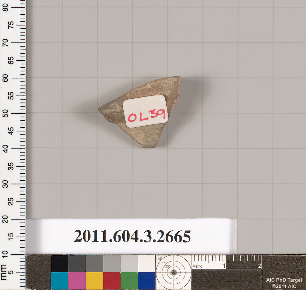 Terracotta fragment of an olpe (jug), Terracotta, Greek, Attic