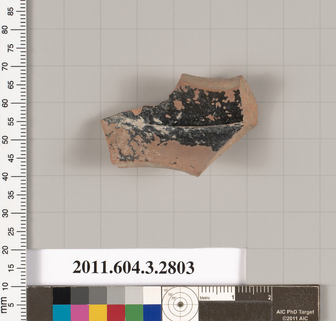 Terracotta fragment of an oinochoe (jug), Terracotta, Greek, Attic 