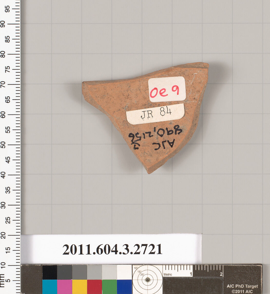 Terracotta fragment of an oinochoe (jug), Attributed to the Manner of the Red-Line Painter [Clark], Terracotta, Greek, Attic