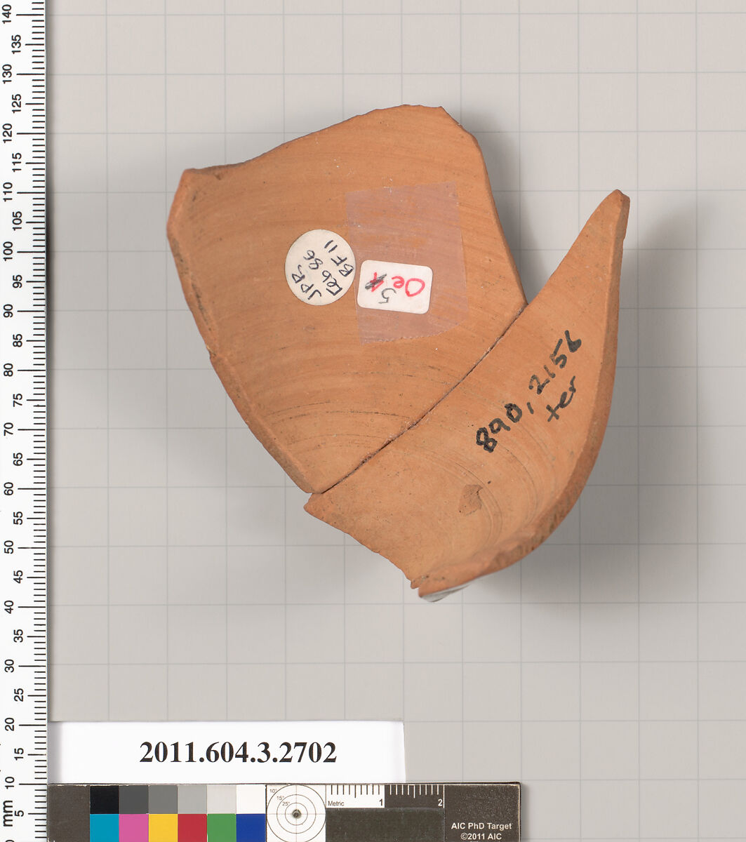 Terracotta fragment of an oinochoe (jug), Attributed as Workshop of the Athena Painter or, Terracotta, Greek, Attic