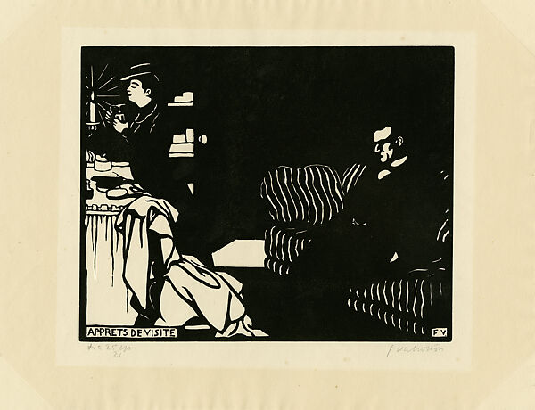 Getting Ready for a Visit, Intimacies VIII (Apprêts de Visite, Intimités VIII), Félix Vallotton (Swiss, Lausanne 1865–1925 Paris), Woodcut, block 