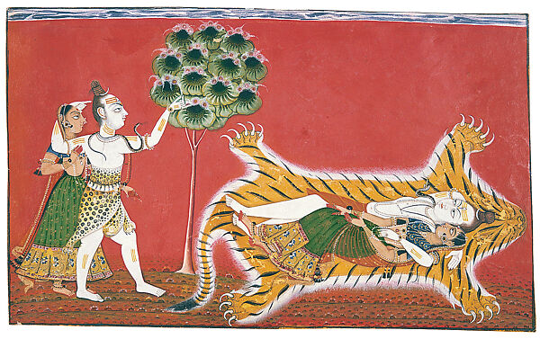 Shiva and Parvati as Ardhanishvara: Folio from the Rasamanjari II Series, Devidasa of Nurpur (active ca. 1680–ca. 1720), Opaque watercolor and gold on paper, India (Nurpur Basohli, Jammu) 