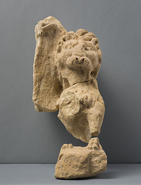 Lion throne support and lower garment of cult statue of a goddess, probably Allat, Sandstone 